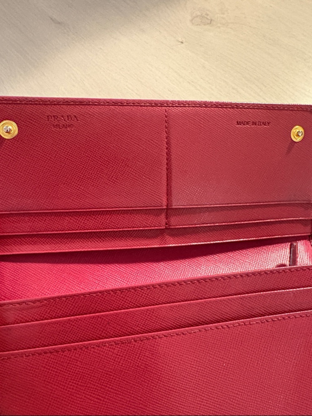 Prada Saffiano Leather Long Wallet - Raspberry - Picture 8 of 12